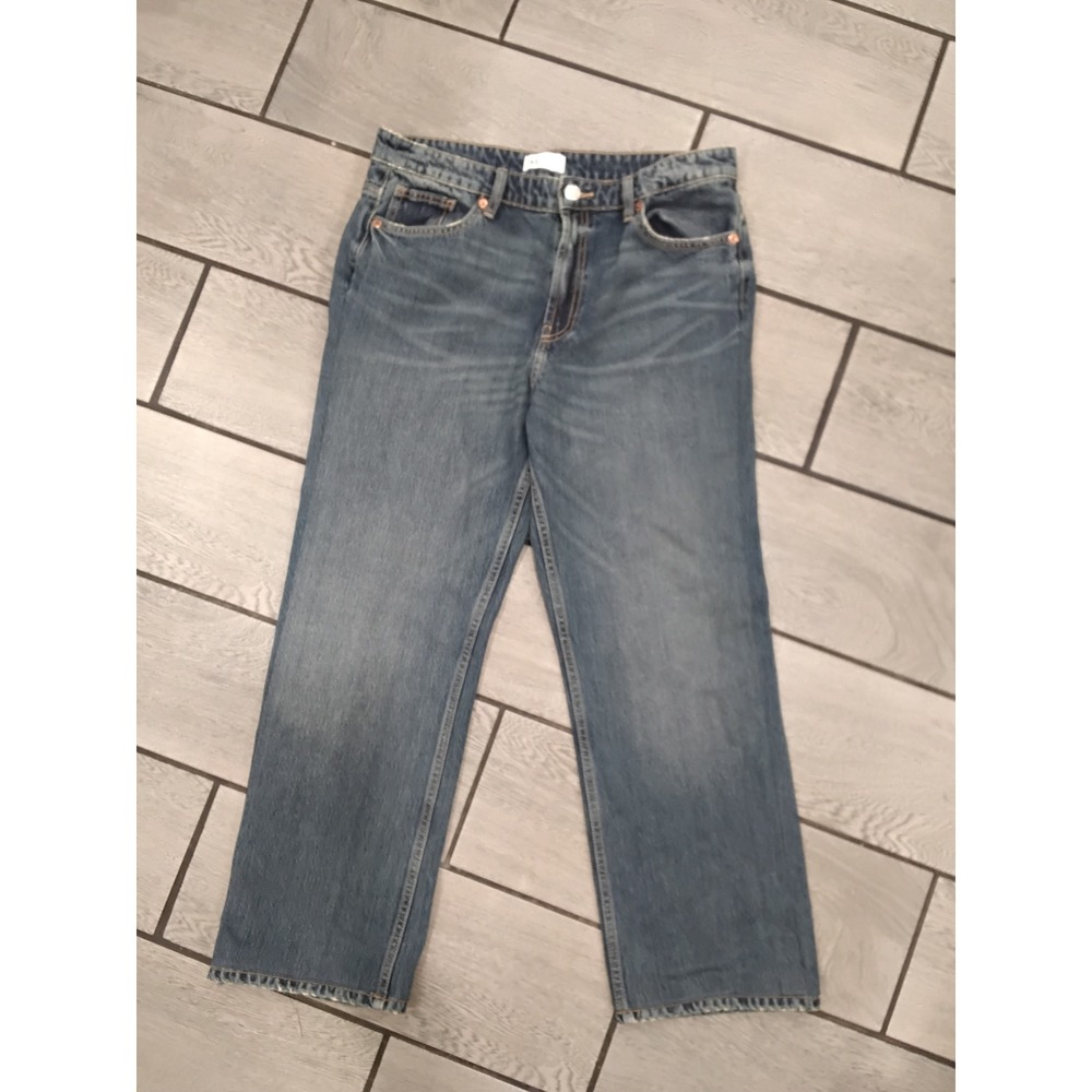 Zara Womens High Waisted Wide Leg Jeans Medium Wash Blue Size 10 EUR 42 MEX 32